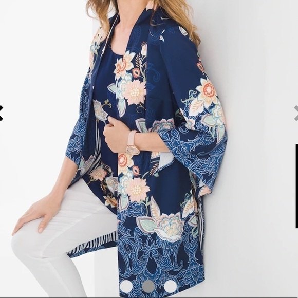 Floral kimono cardigan, Chico’s size 2 - Picture 2 of 10